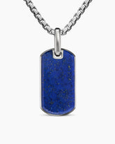Chevron Tag in Sterling Silver with Lapis Lazuli, 27mm